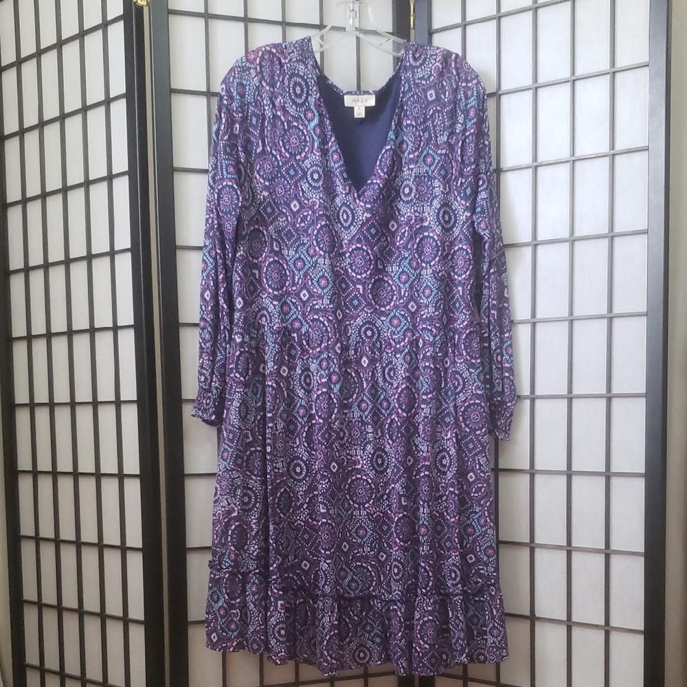 Style & Co. Purple Patterned Dress
